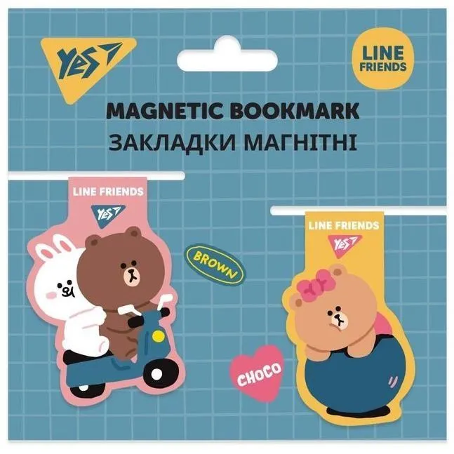 Закладки магнітні YES Line Friends, 2шт.