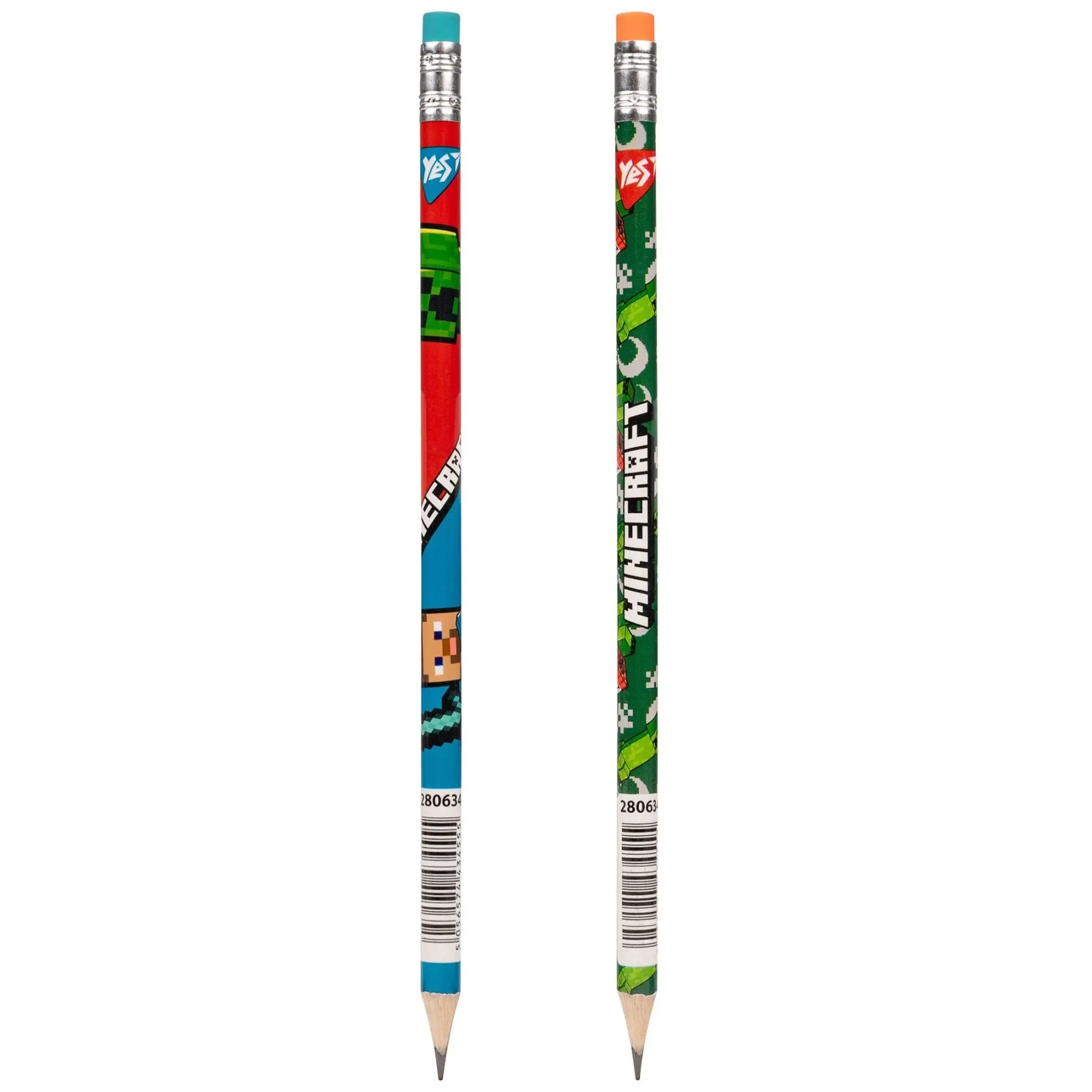 Олівець Yes ч/гр круг. з ласт.  в пл. тубі, 36шт/уп &quot;Minecraft &quot; 2 диз. мікс