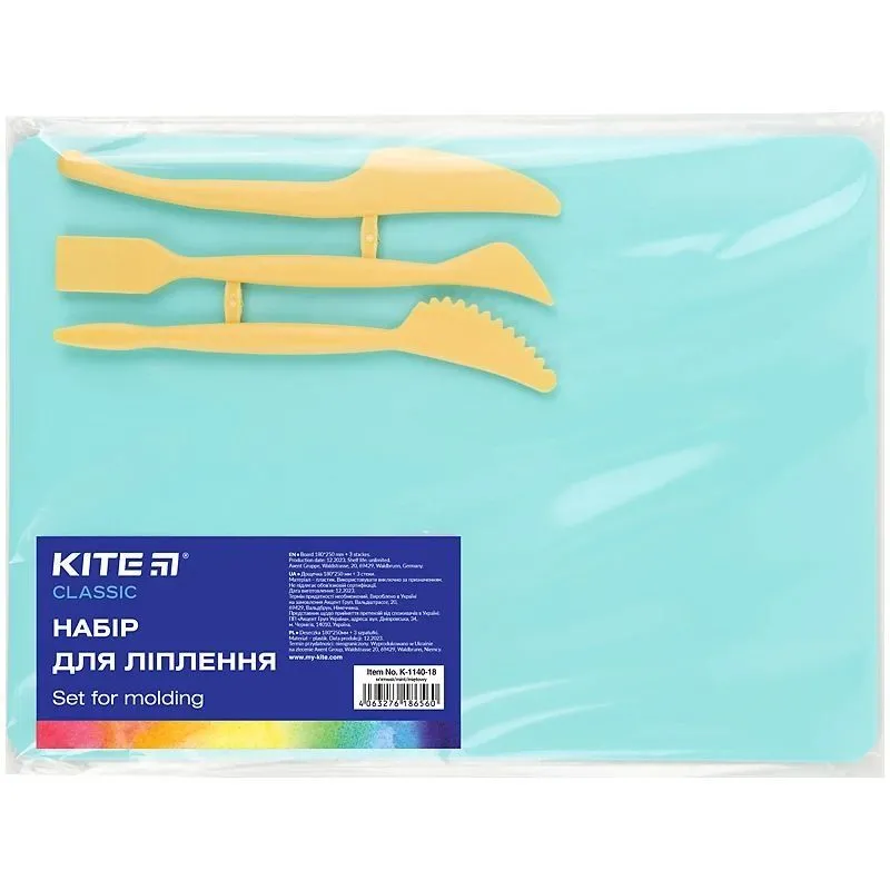 Набір для ліплення(дощ.180х250мм+3 стеки),м&#039;ятн.Kite Classic