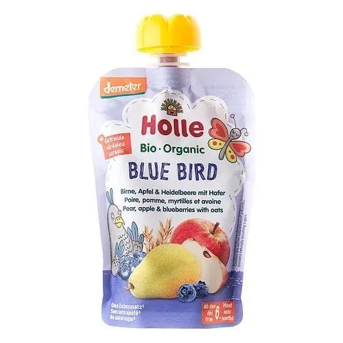 Пюре органічне &quot;Blue Bird&quot; з грушею, яблуком, чорницею та вівсом з 6 місяців 100 г, Holle