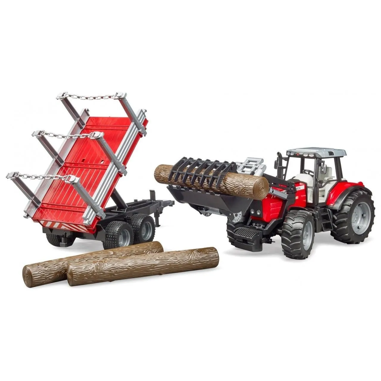 Машинка іграшкова - трактор Massey Ferguson з причіпом