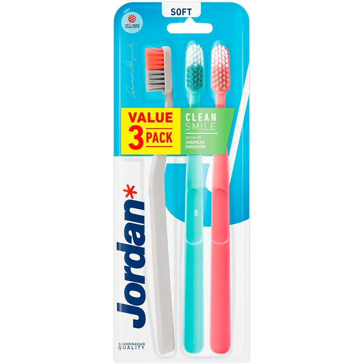 Зубна щітка Jordan Clean Smile (м&#039;яка) 3шт