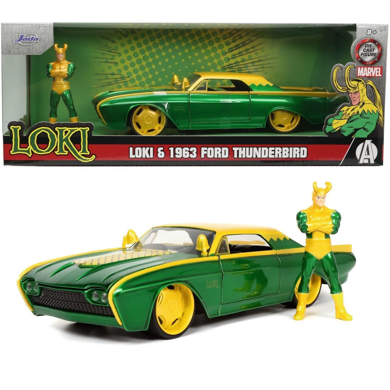 Машина металева Jada &quot;Марвел&quot; Форд Тандерберд (1963) з фігуркою Локі, 1:24, 8+