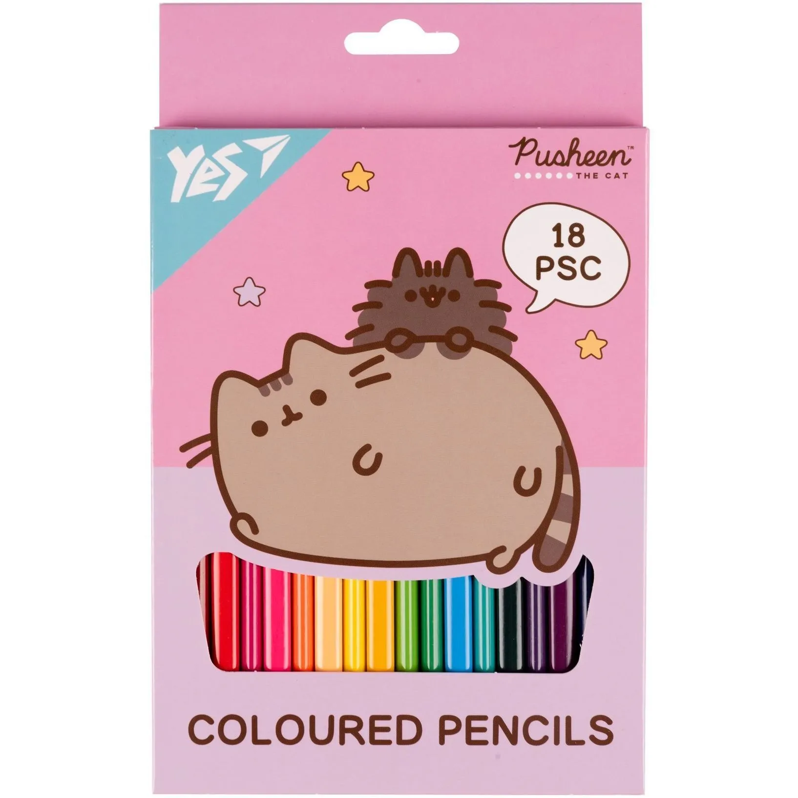 Олівці кольорові Yes 18 кол. "Pusheen" рожевий