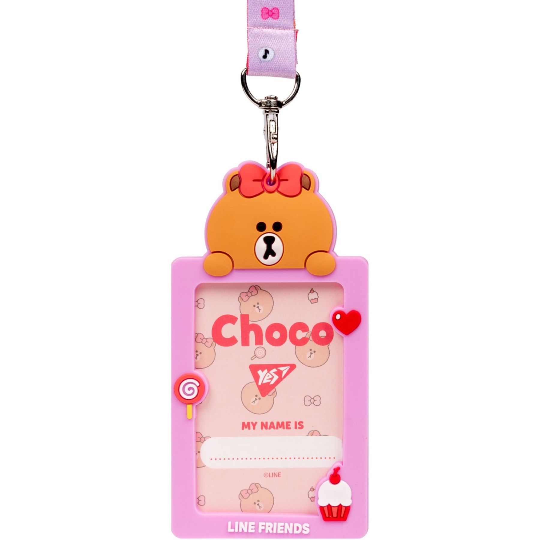 Бейдж силіконовий на стрічці YES "Line Friends. Choco"