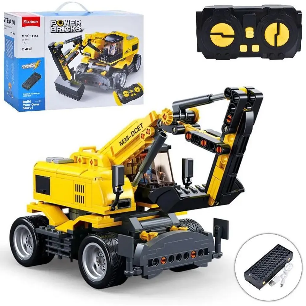 Конструктор SLUBAN M38-B1155 "Power Bricks": Ескаватор на радіокеруванні, 353 дет.