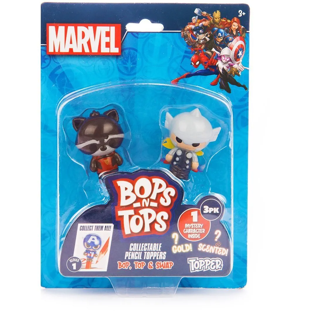 Набір колекційних фігурок-топерів SAMBRO серії &quot;Bop n Tops&quot;  МАРВЕЛ (3 фігурки, в асорт.)