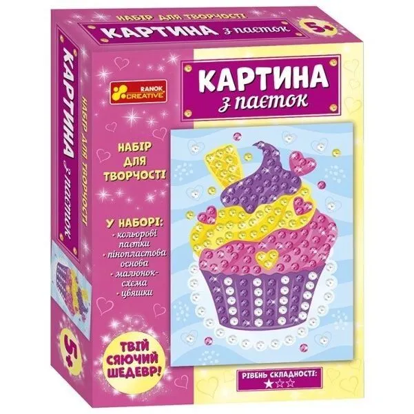 4748-37У Картина з паєток. Тістечко 10100587У