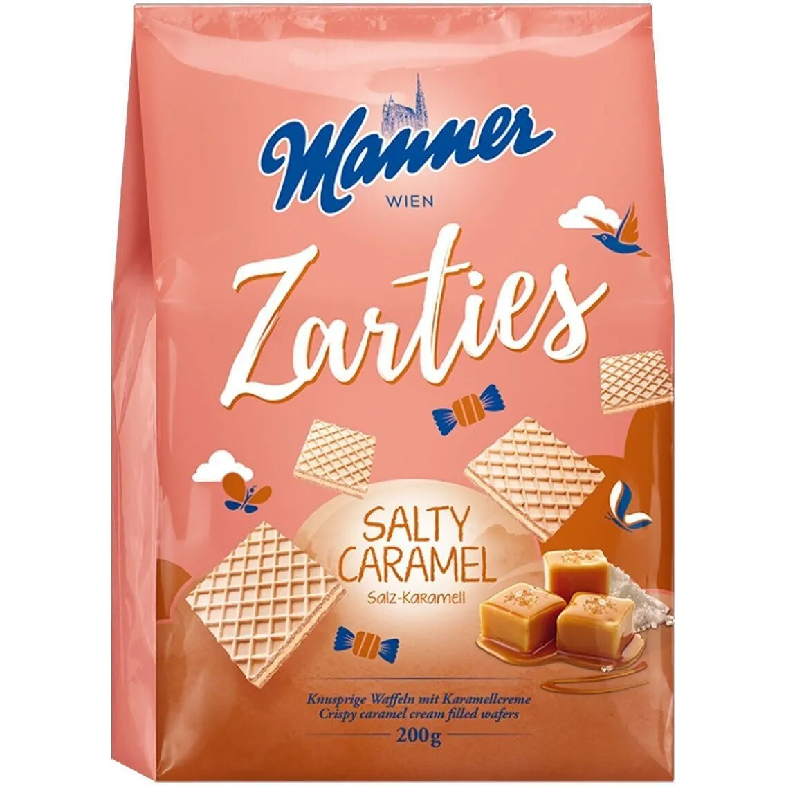 Вафлі Manner Zarties з начинкою солона карамель 200 г. 5шт/ящ