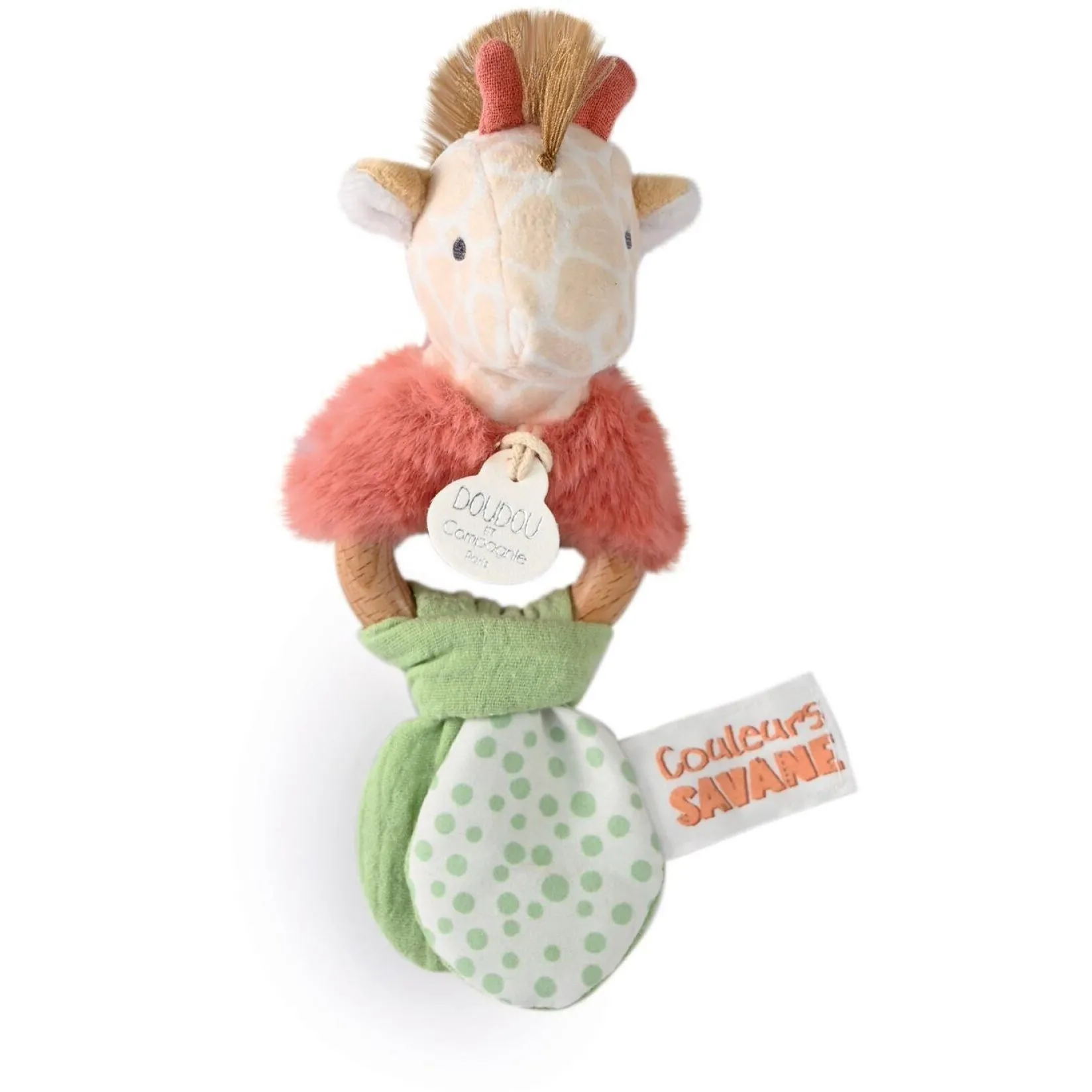 М&#039;яка іграшка з кільцем Жираф Pantin, колекція RACONTE, DC4072