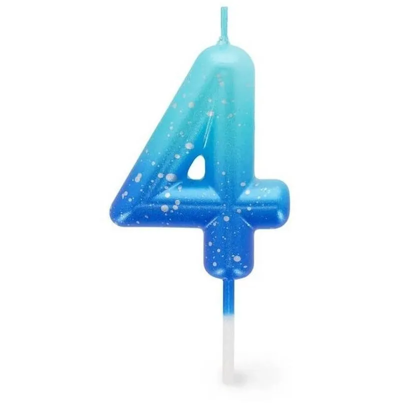 Свічка для торта  Happy Birthday Candle  блакитна  4, арт CNU0015