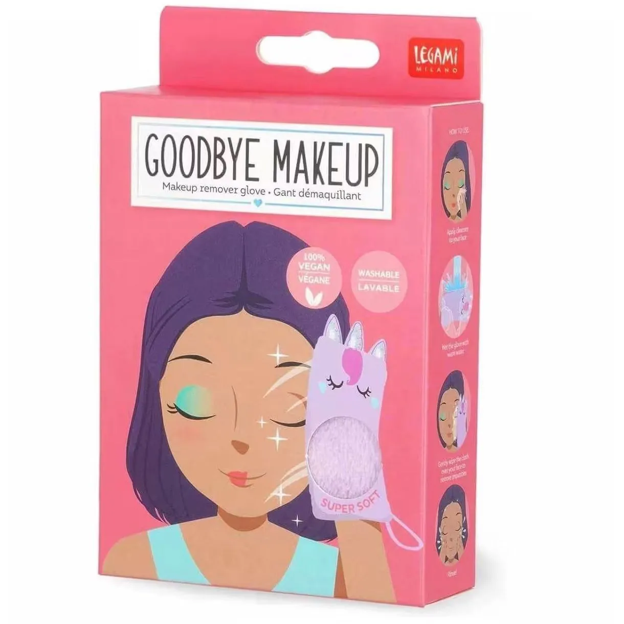 Рукавичка для зняття макіяжу GOODBYE MAKEUP! Єдиноріг, арт RGL0002