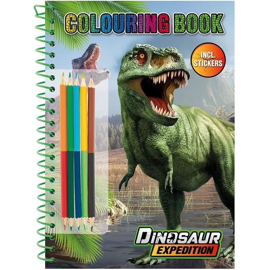 Dinosaur Expedition Розмальовка з наліпками та олівцями/ Дінозаур Експедішн Розмальовка з наліпками