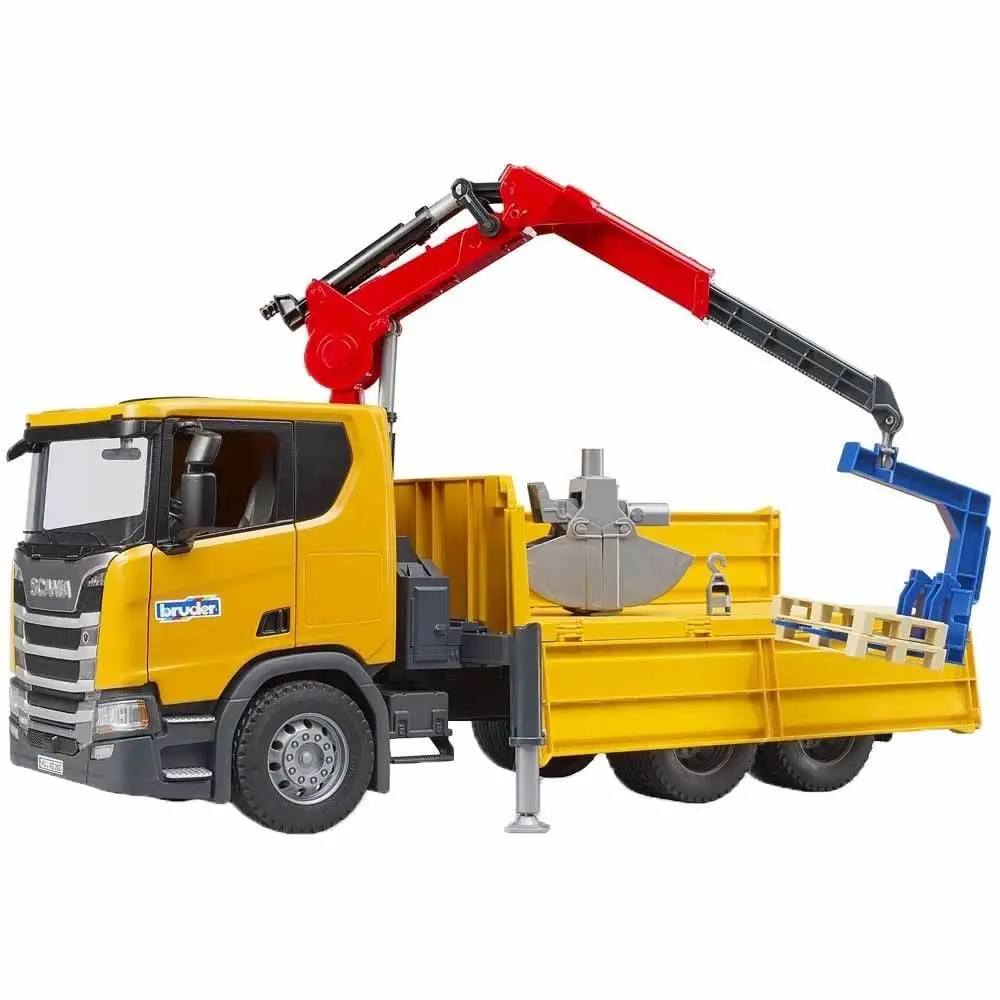Машинка іграшкова. Автомобіль Scania Super 560R з краном-маніпулятором та аксесуарами