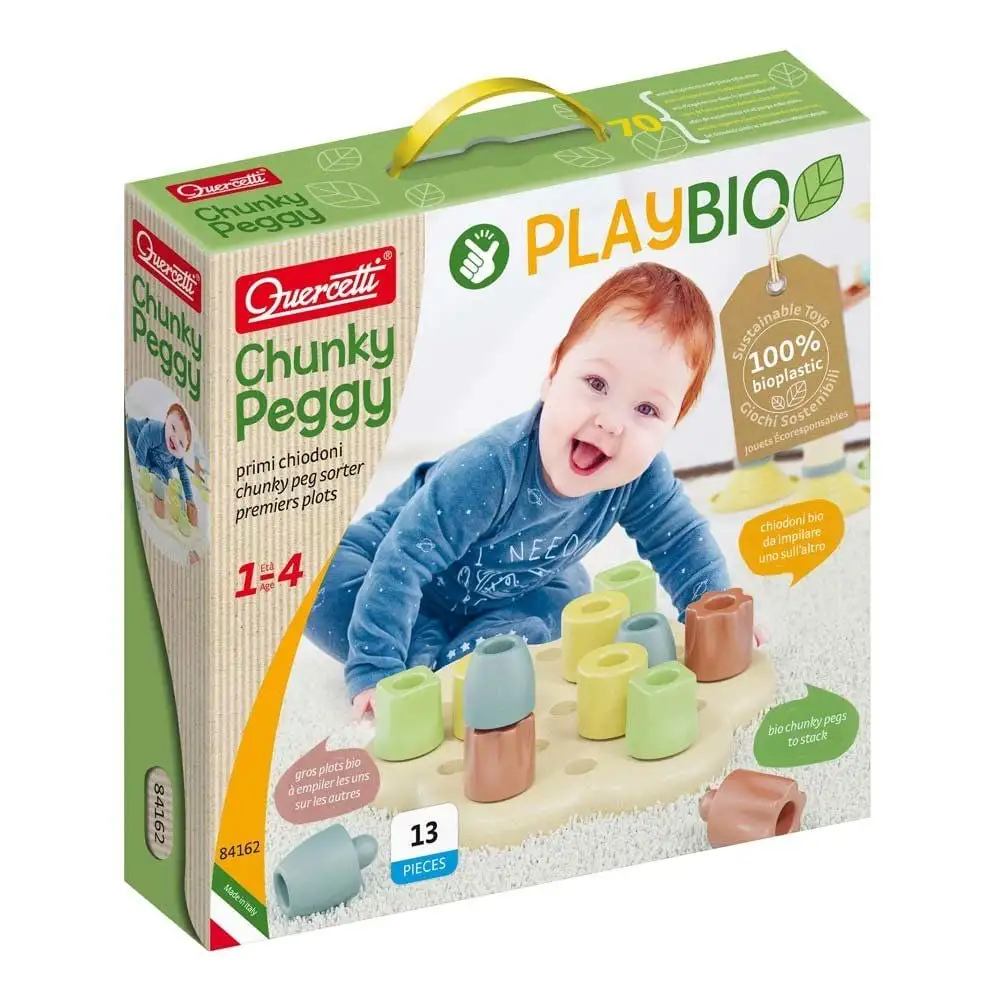 Мозаїка серії "Play Bio" - ГЕОМЕТРІЯ МАКСІ CHUNKY PEGGY (великі фішки (12 шт.) + дошка) QUERCETTI