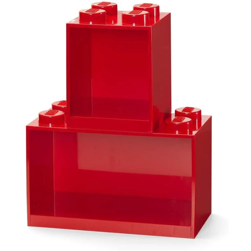 Декоративна полка для зберігання книг подвійна  Х8, Х4 - червона Lego Room
