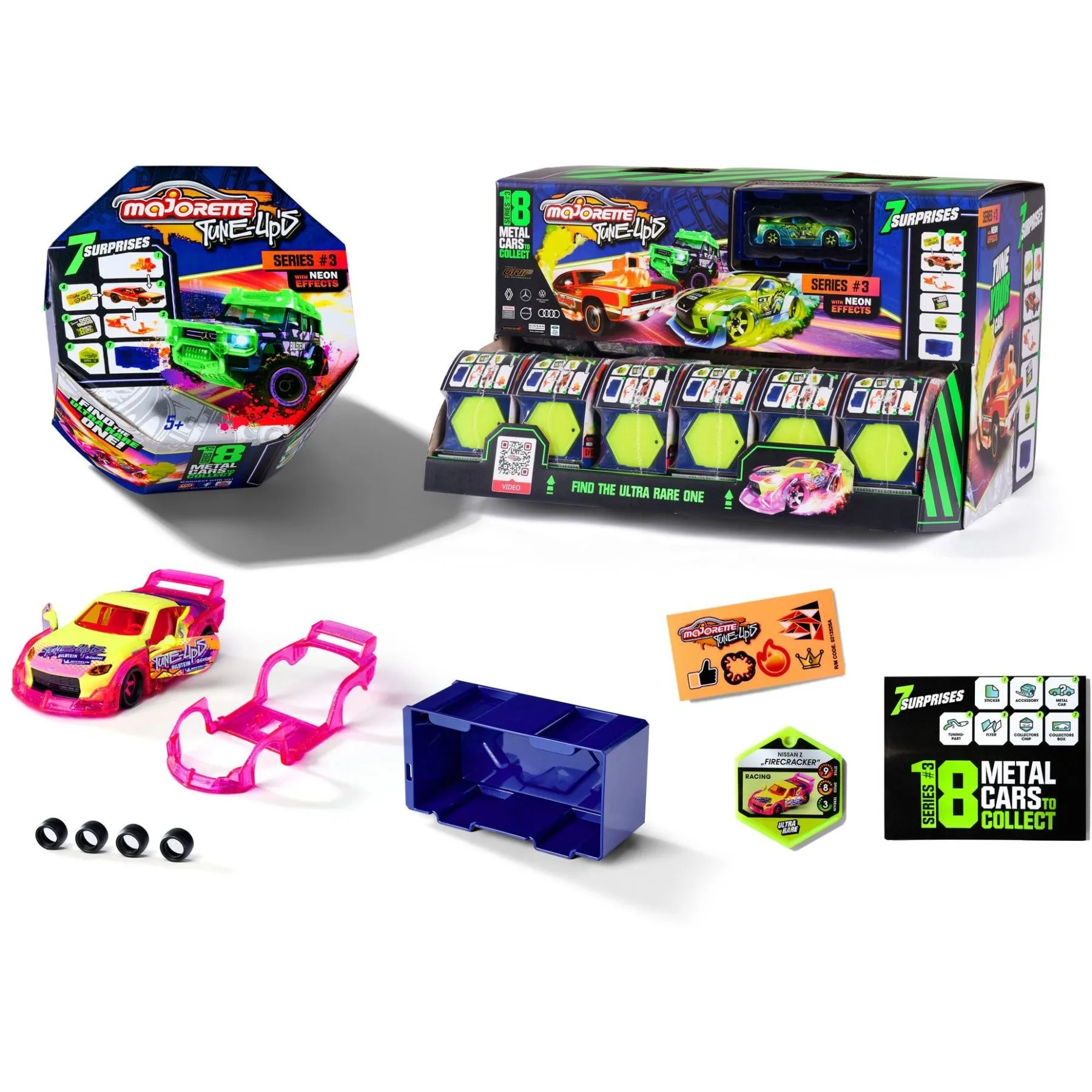 Машинка металева Majorette &quot;Тюнінг. Неон&quot;, серія 3, 7 сюрпризів, 18 видів, в дисплеї 20 шт, 5+