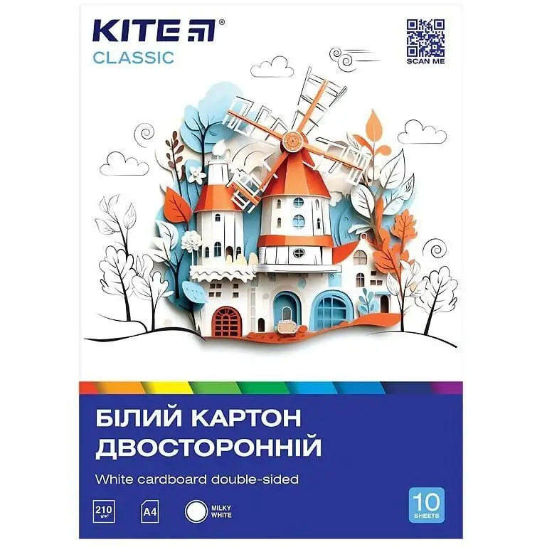 Картон білий (10арк), A4 Kite Classic