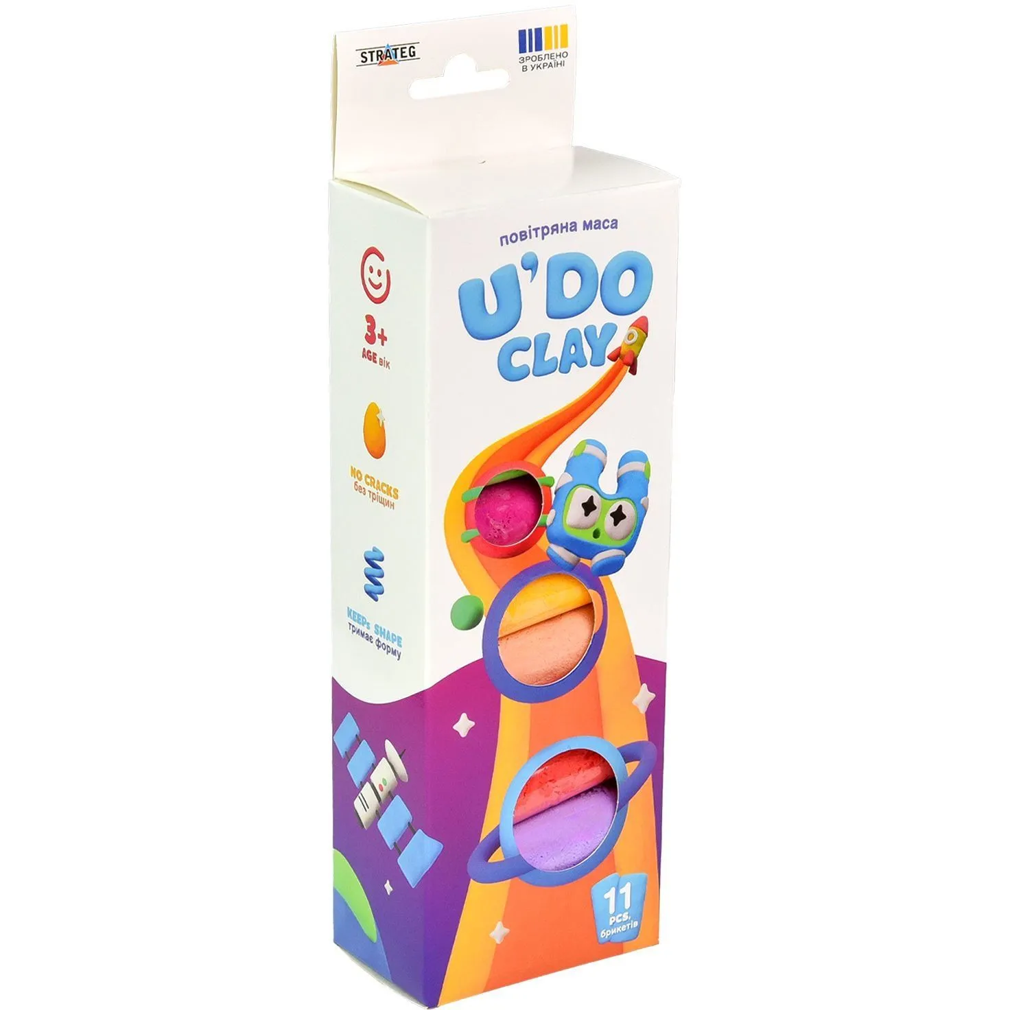 Набір для творчості "U'DO Clay 11 шт, брикет 10 г (укр) 30842
