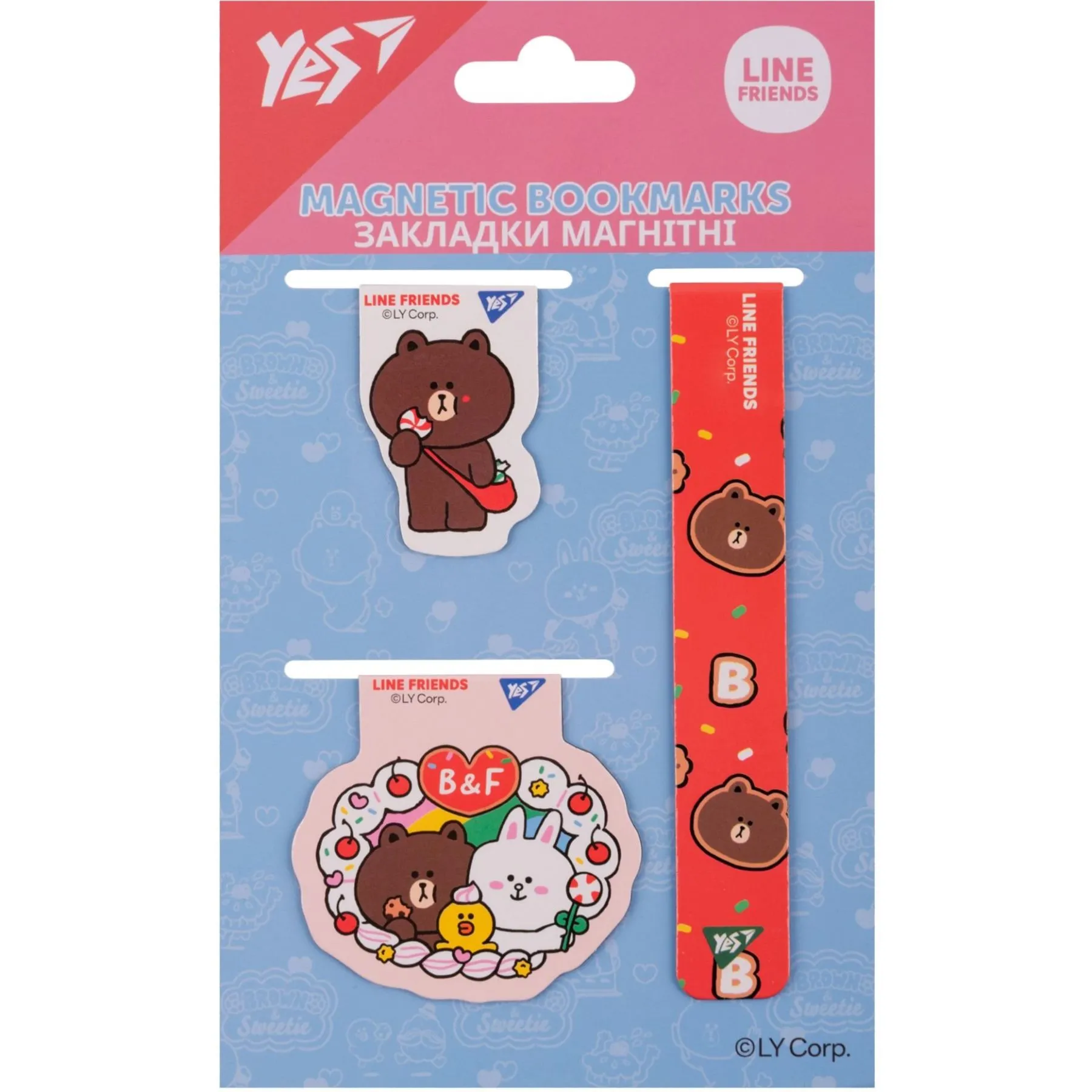 Закладки магнітні Yes &quot;Line Friends&quot;, 3 шт