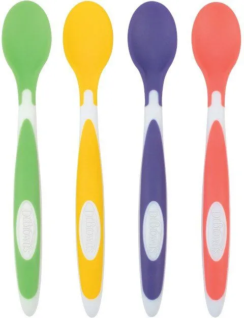 Набір дитячих ложечок &quot;Dr. Brown`s&quot; 4 шт в упаковці (колір кораловий, фіолетовий, жовтий, зелений)