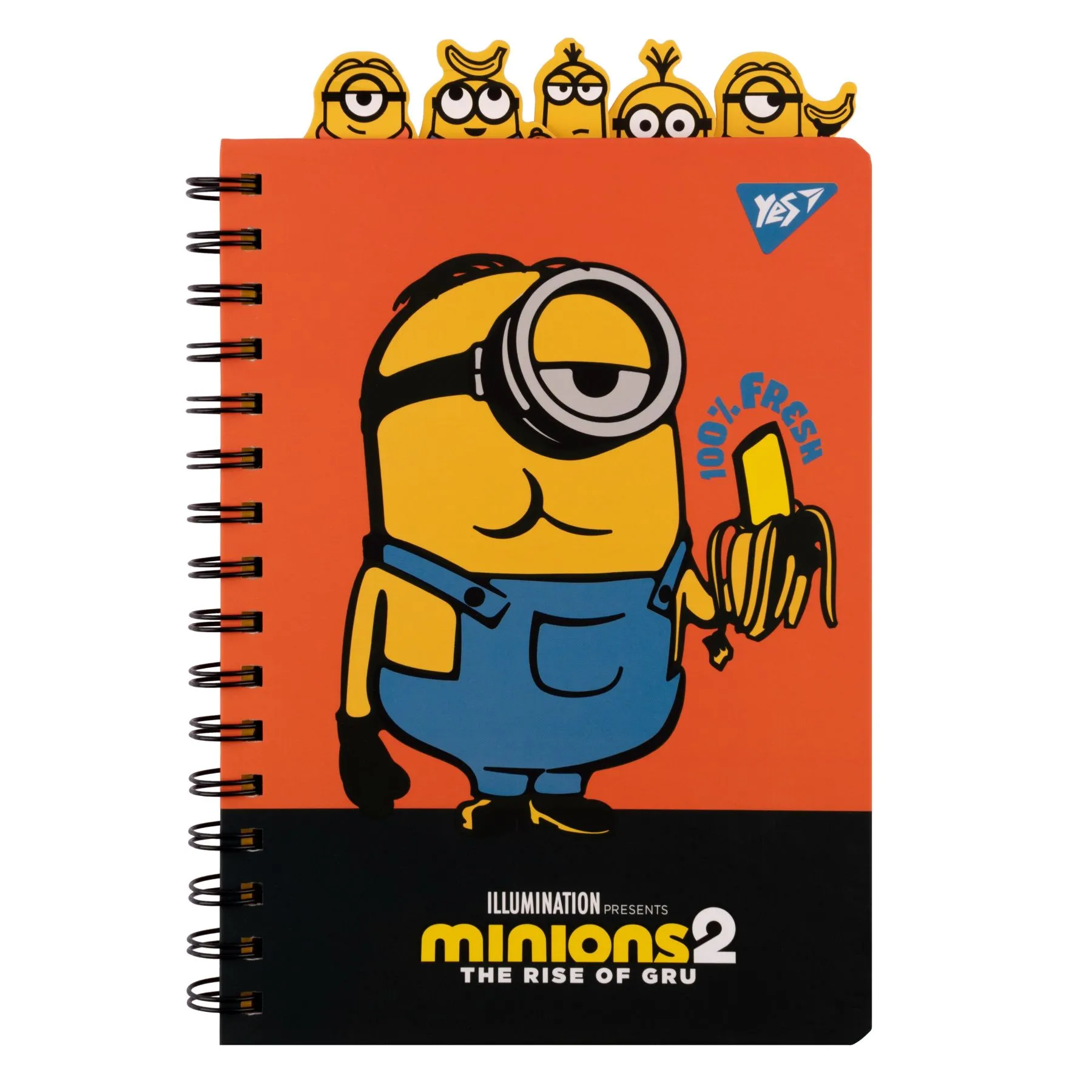 Блокнот YES А5, 80 л. cпіраль з фігурн. роздільниками &quot;Minions&quot;