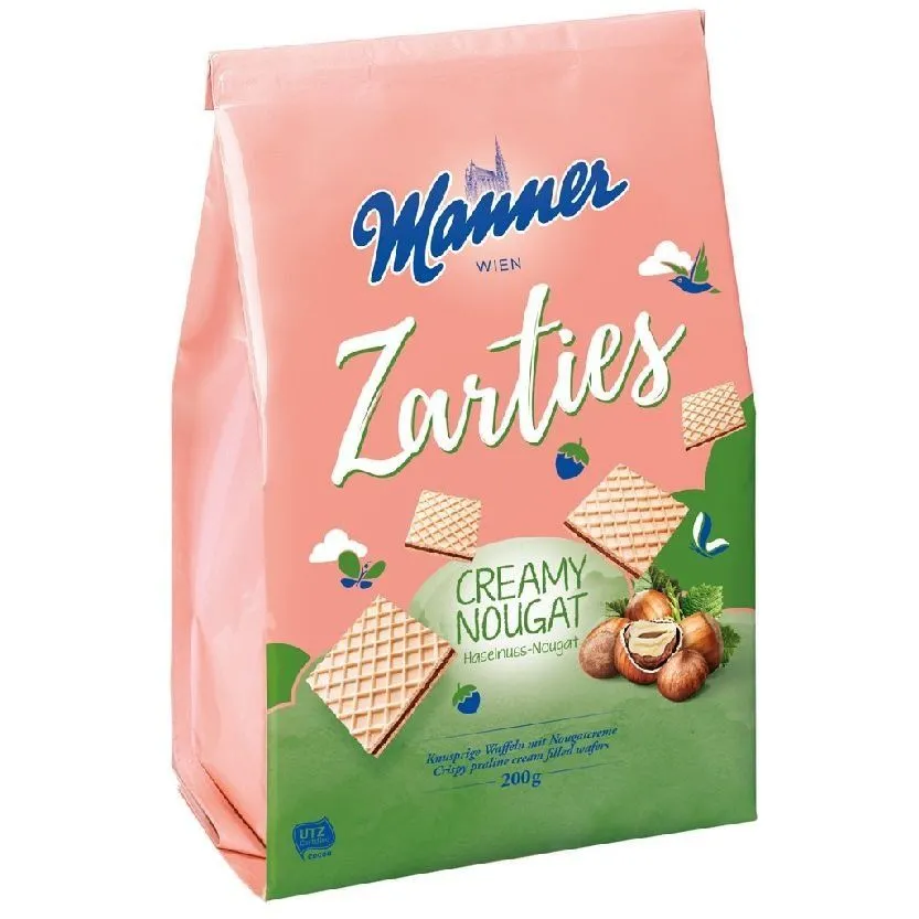 Вафлі Manner Zarties з горіховим кремом 200 г. 5шт/ящ