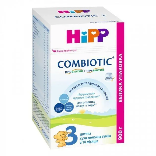 Дитяча суха молочна суміш &quot;Combiotic 3&quot; для подальшого годування 900 г, HiPP