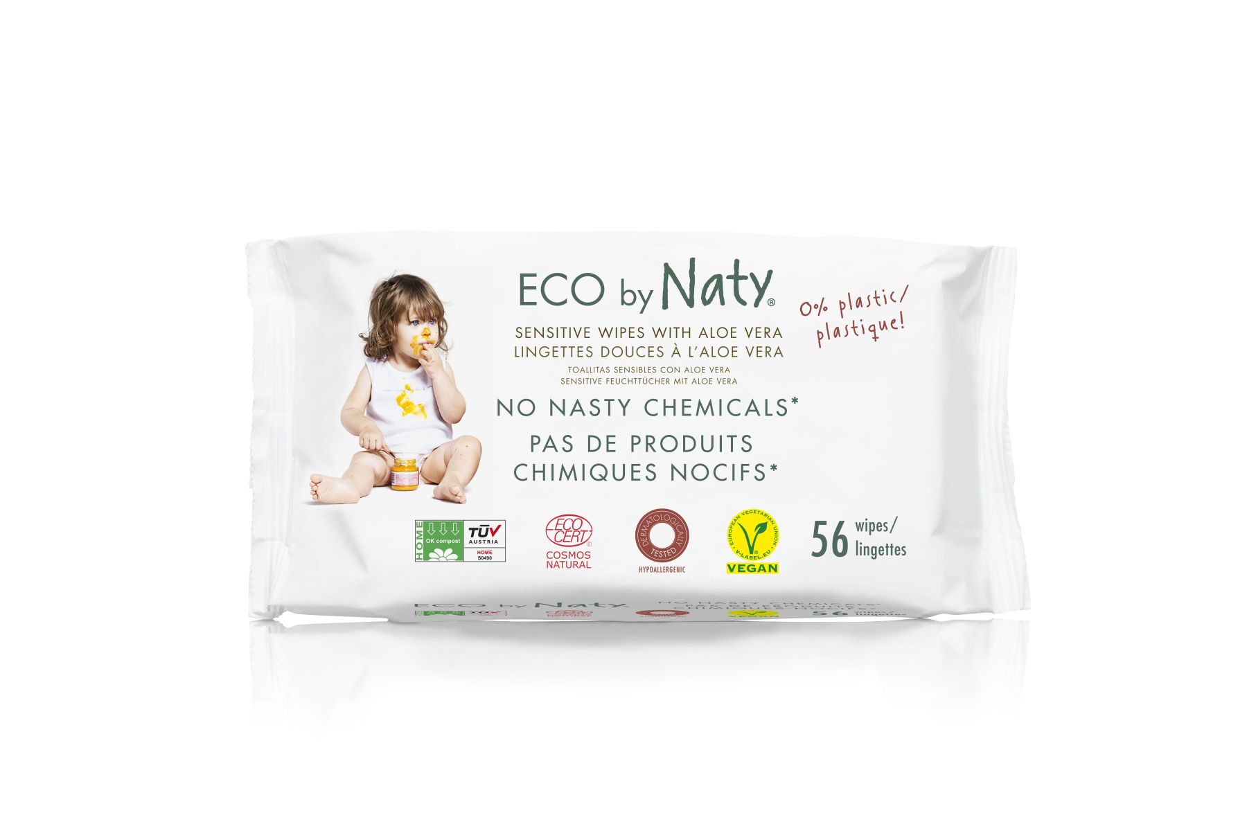 Дитячі вологі серветки "Eco By Naty" з алое, 56 шт в упаковці