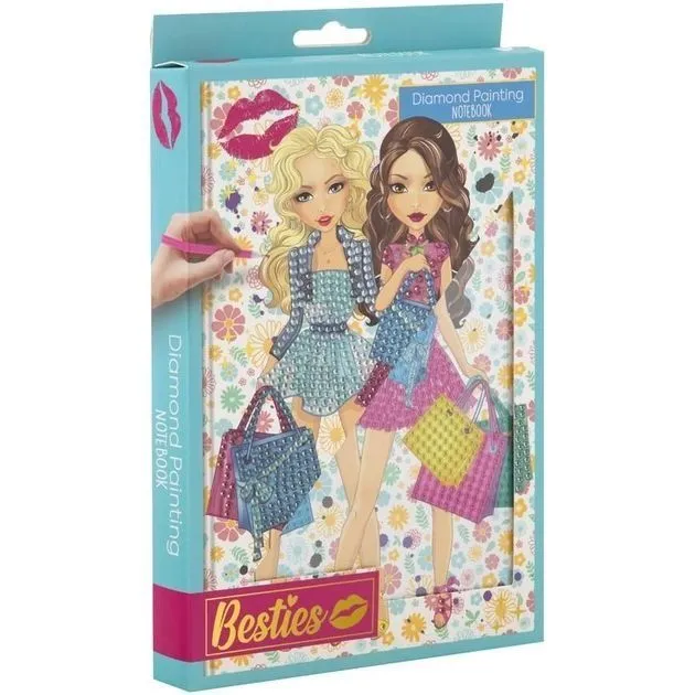 Besties Блокнот А5 "Діамантовий розпис" у твердій палітурці (синій), арт. 961006