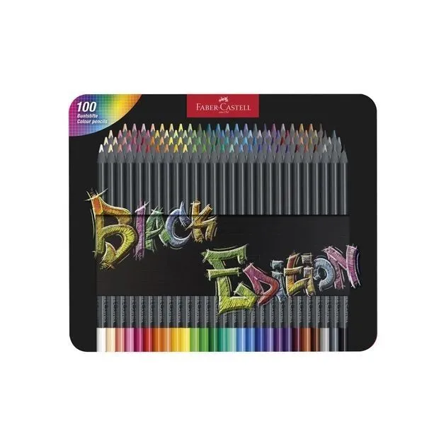 116490 КОЛЬОРОВІ ОЛІВЦІ 100КОЛ.ТРИГРАННІ ЧОРНЕ ДЕРЕВО У МЕТАЛІ