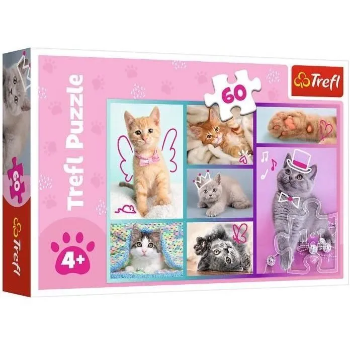 Пазли - (60 елм.) - &quot;Милі котики&quot; /Trefl