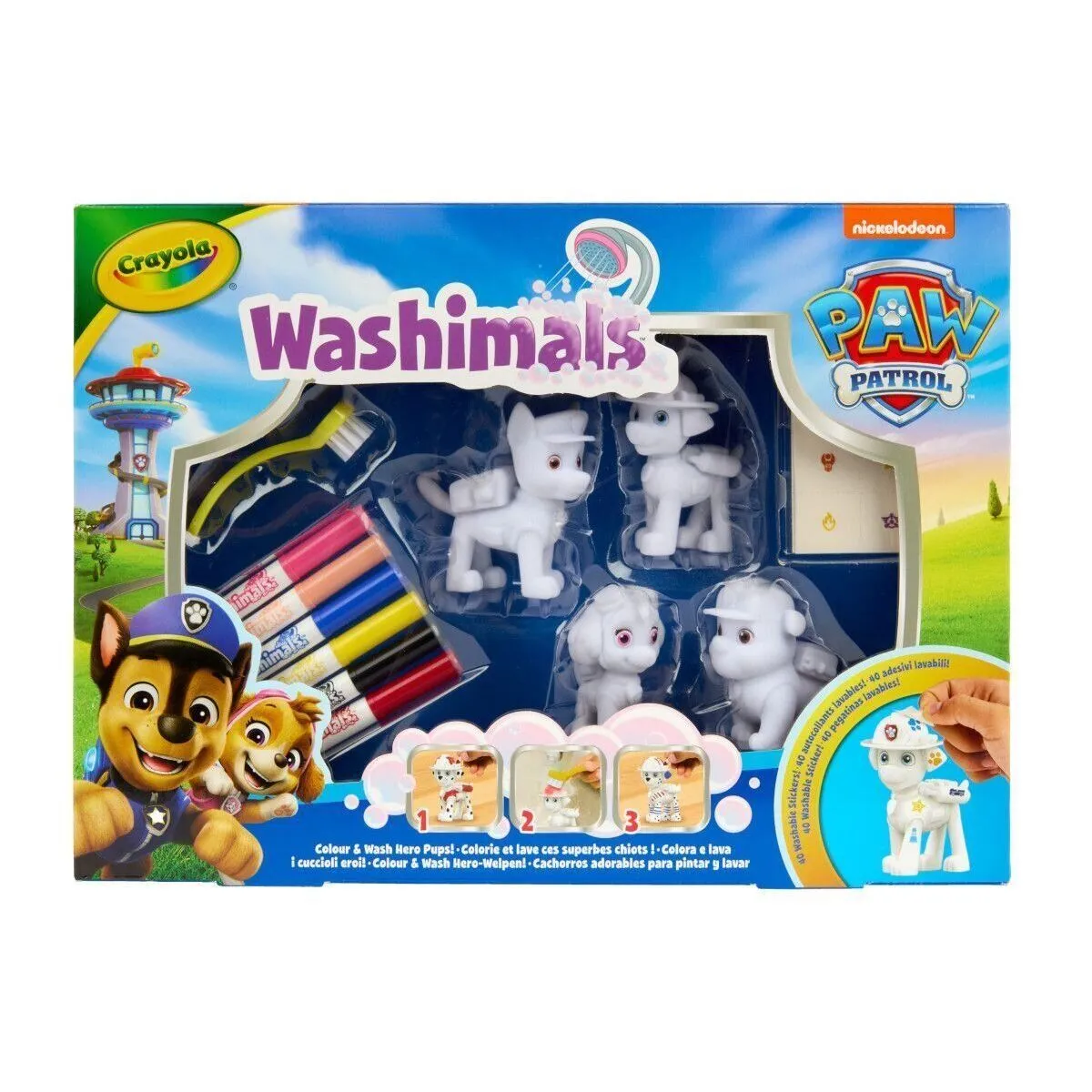 Washimals Набір для творчості "Paw Patrol", 4 тваринки та 6 фломастерів