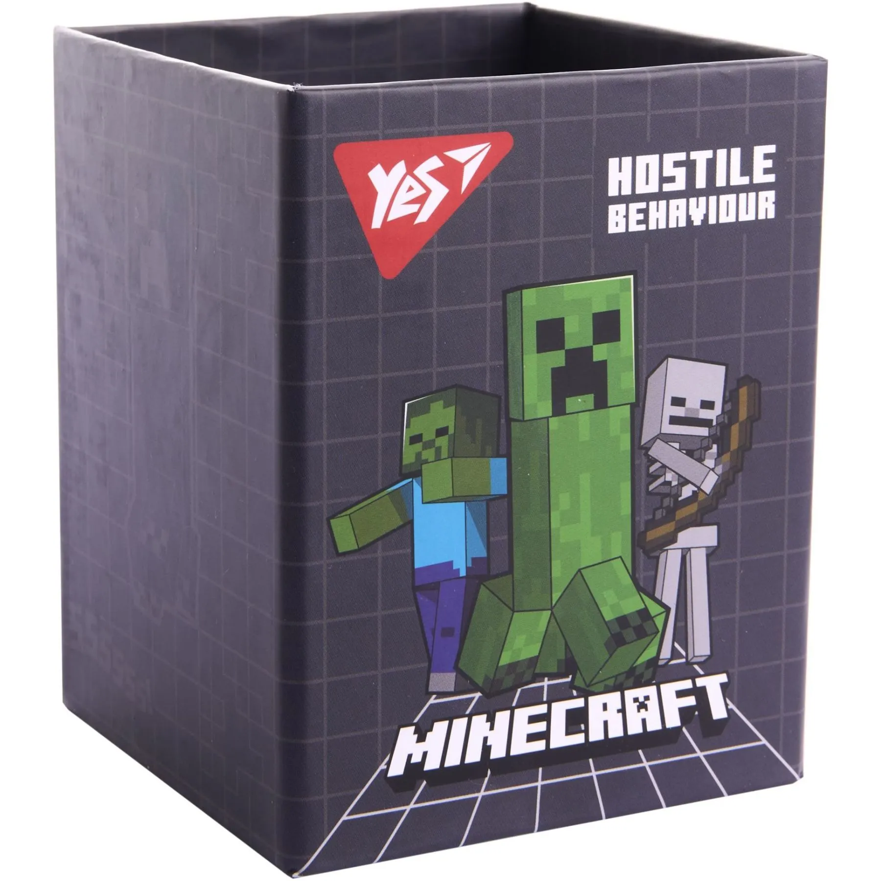 Стакан для письмового приладдя Yes "Minecraft", картон, сірий