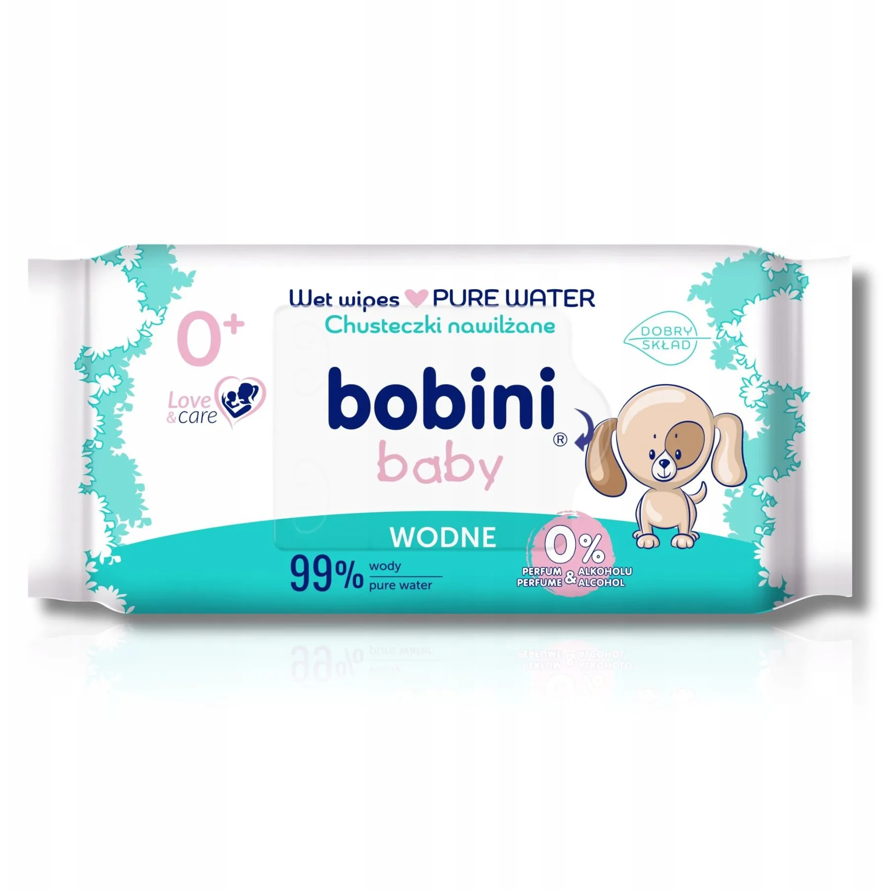 Вологі серветки Pure Water, 60 шт - 99% води - ( 0+ ) / "Bobini"