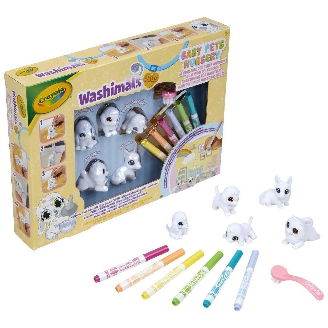 Washimals Набір для творчості "Домашні тваринки", з фломастерами 5 шт