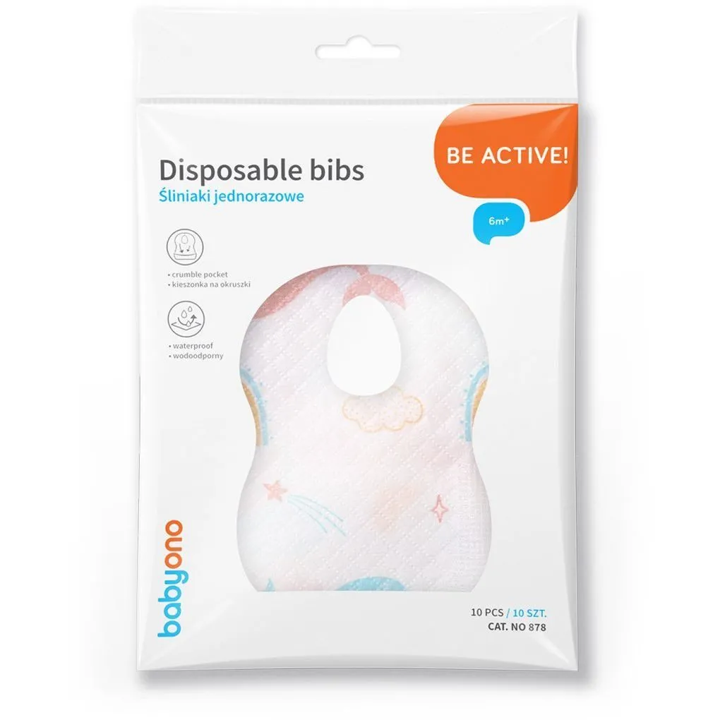 Нагрудник одноразовий м'який (10 шт/уп.) (23,5 см x 34,5 см)/"Babyono"