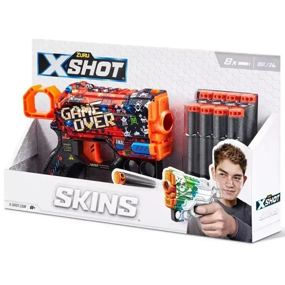 Швидкострільний бластер X-SHOT Skins Menace Game Over  (8 патронів), 36515B