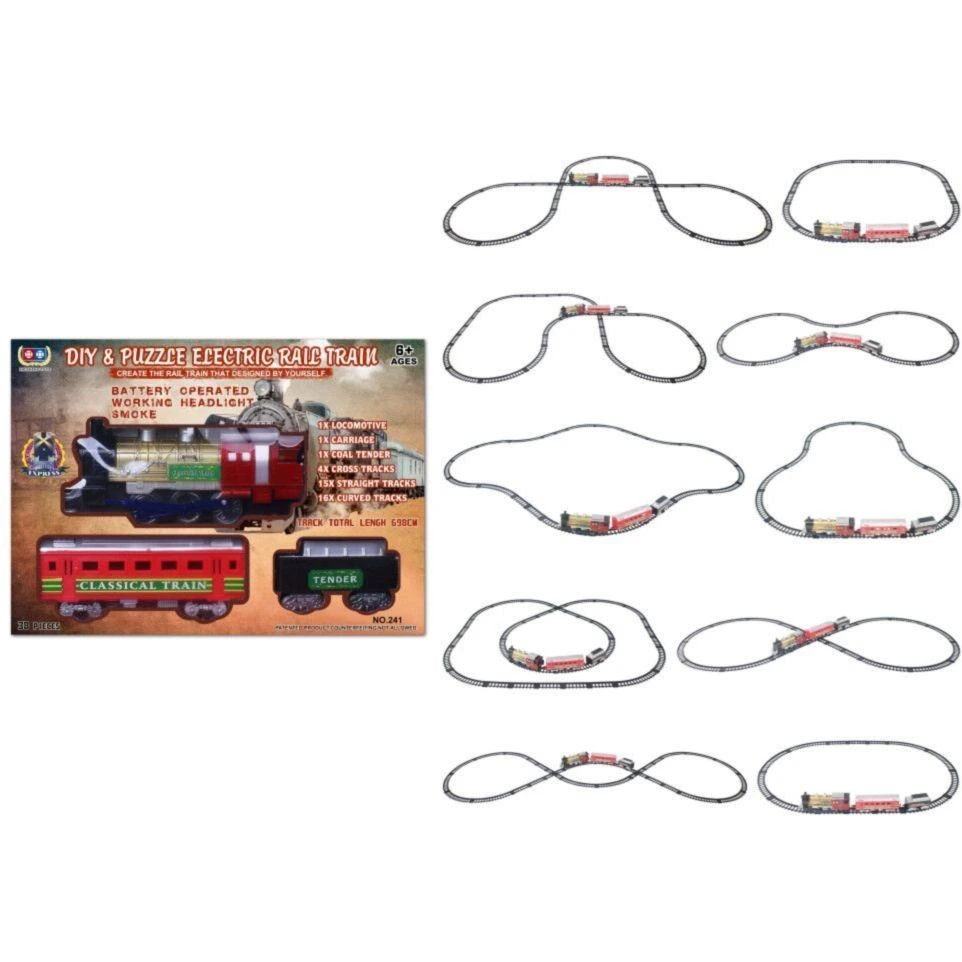 Іграшка електричний залізничний потяг-конструктор (дим, світло)