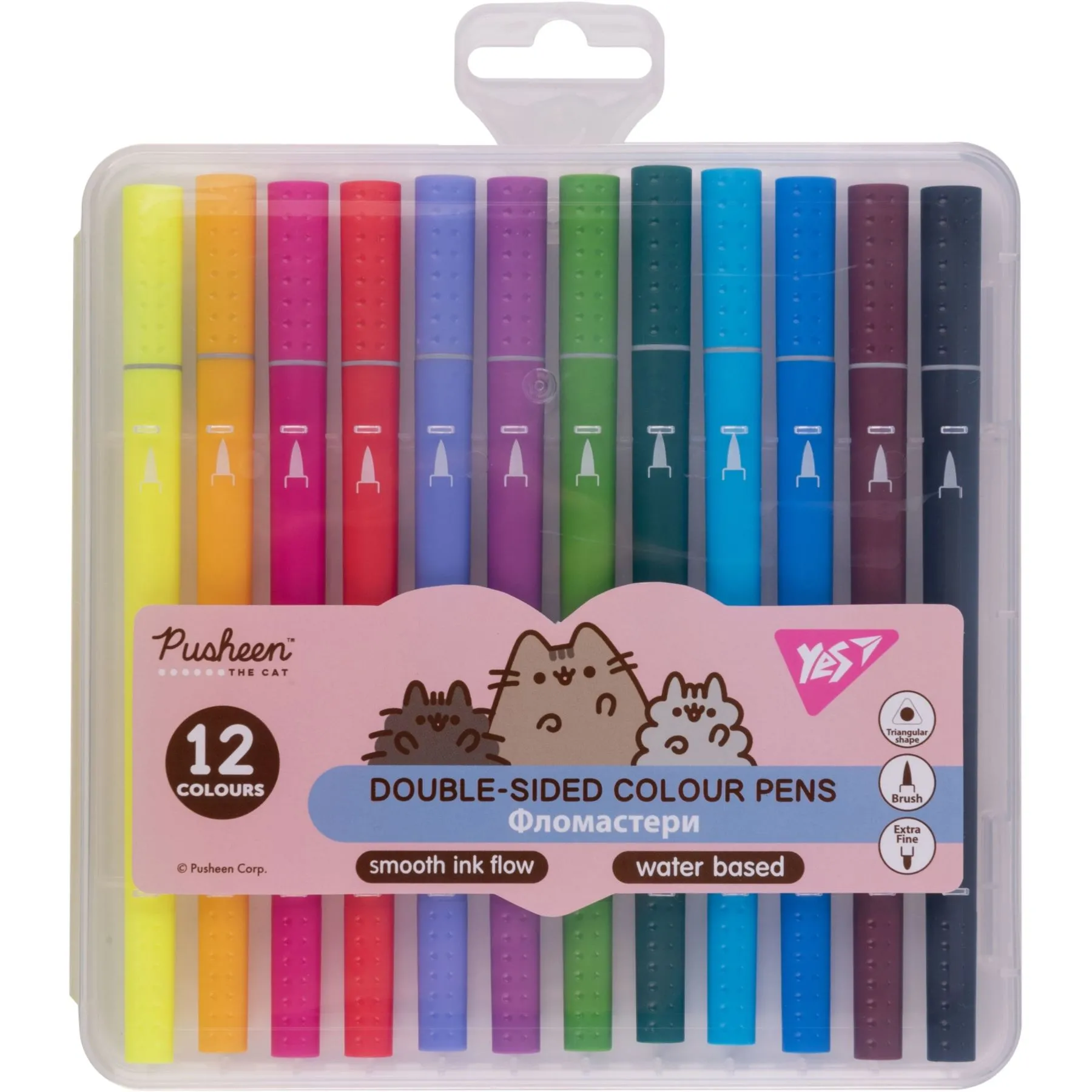 Фломастери двосторонні Yes 12 кольорів &quot;Pusheen&quot;