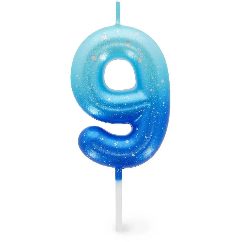 Свічка для торта  Happy Birthday Candle  блакитна  9, арт CNU0020
