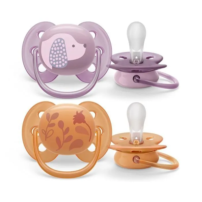 Пустушка  Avent  Ultra Soft, 6-18 міс., дизайн для дівчат, 2 шт.
