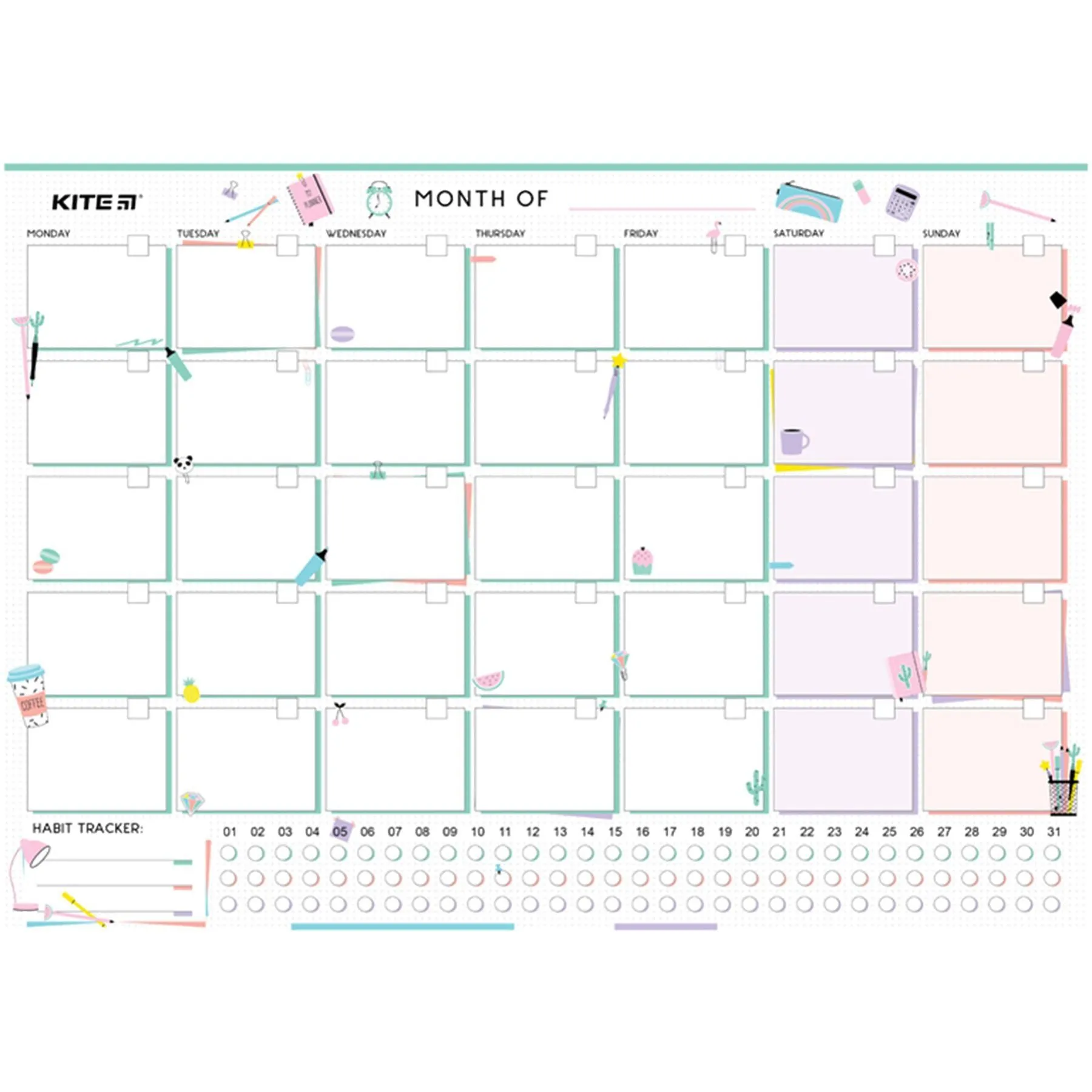 Планер настінний на місяць,  А3, Lady