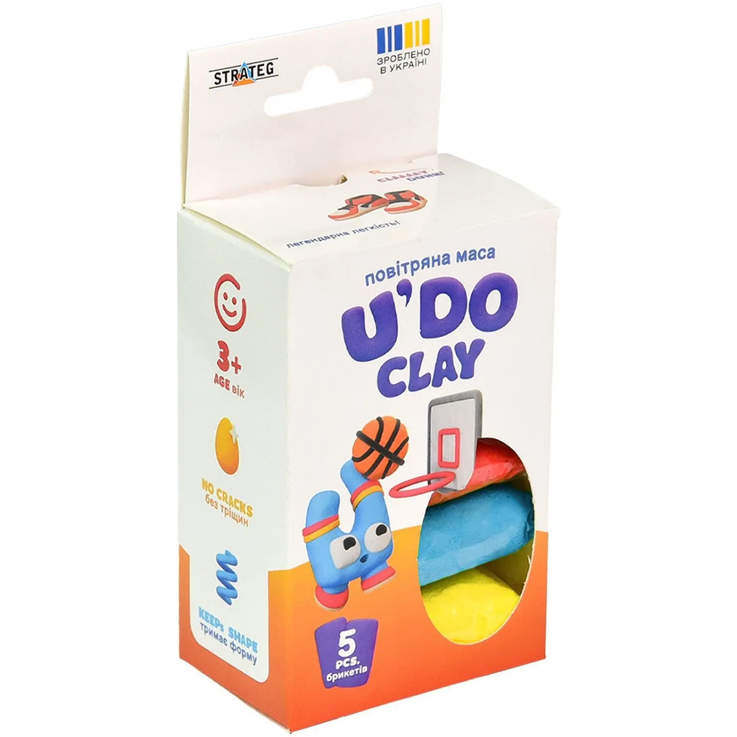 Набір для творчості "U'DO Clay 5 шт, брикет 10 г (укр) 30843