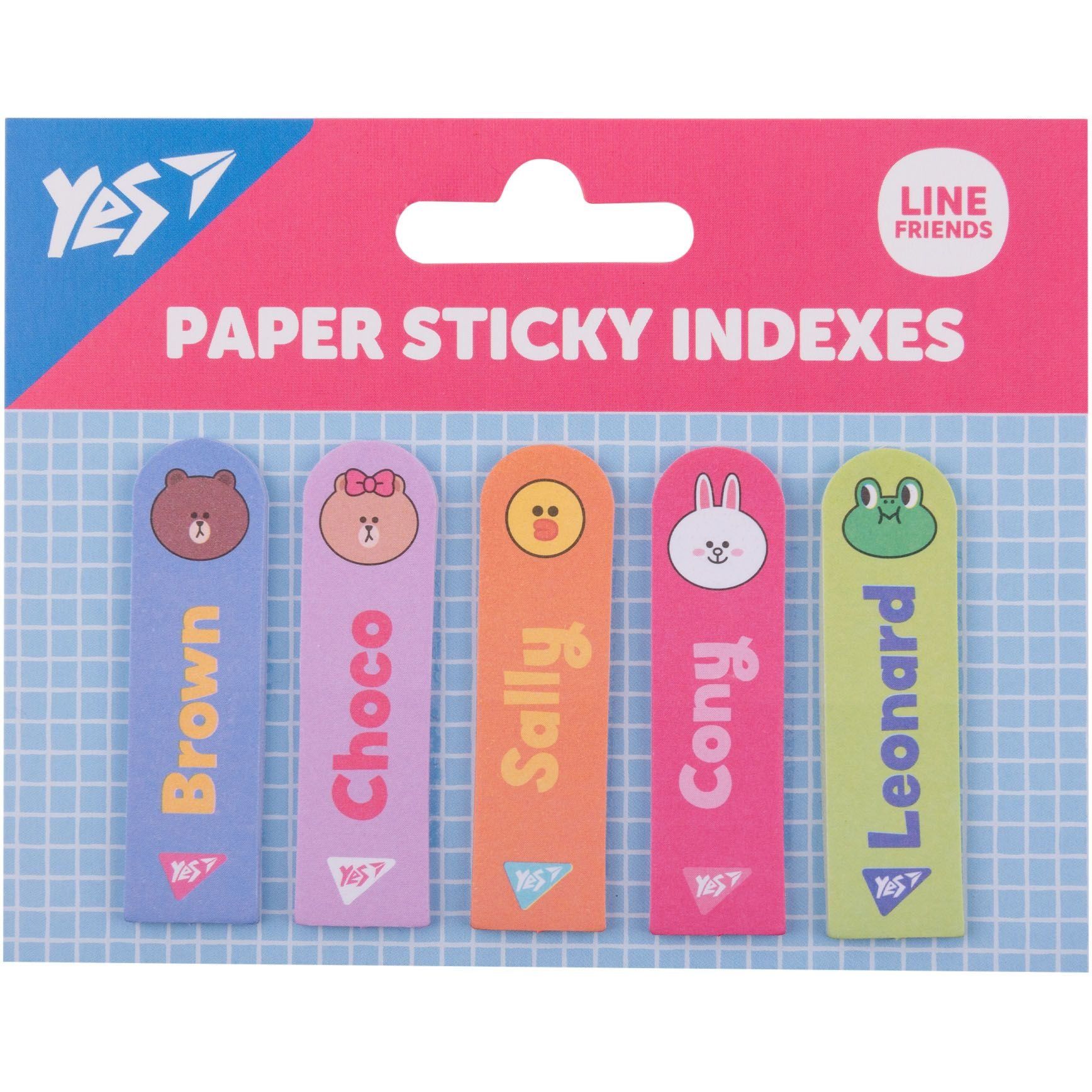 Індекси паперові Yes "Line Friends", 55*15мм, 100 шт (5x20)