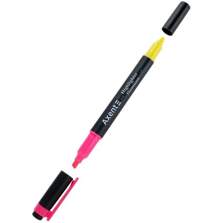 Маркер Highlighter Dual 2534-A, 2-4 мм клиноп. рожевий+жовт