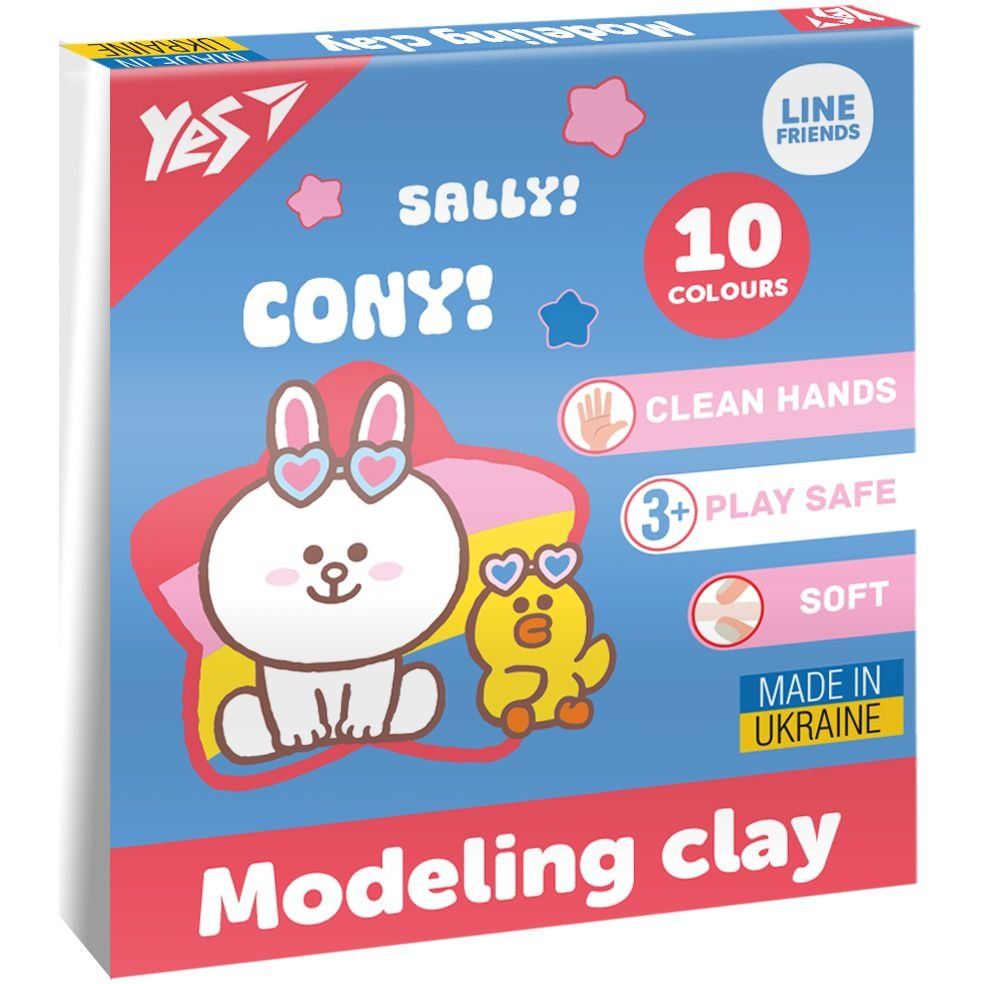 Пластилін Yes, 10 кол., 200г "Line Friends"