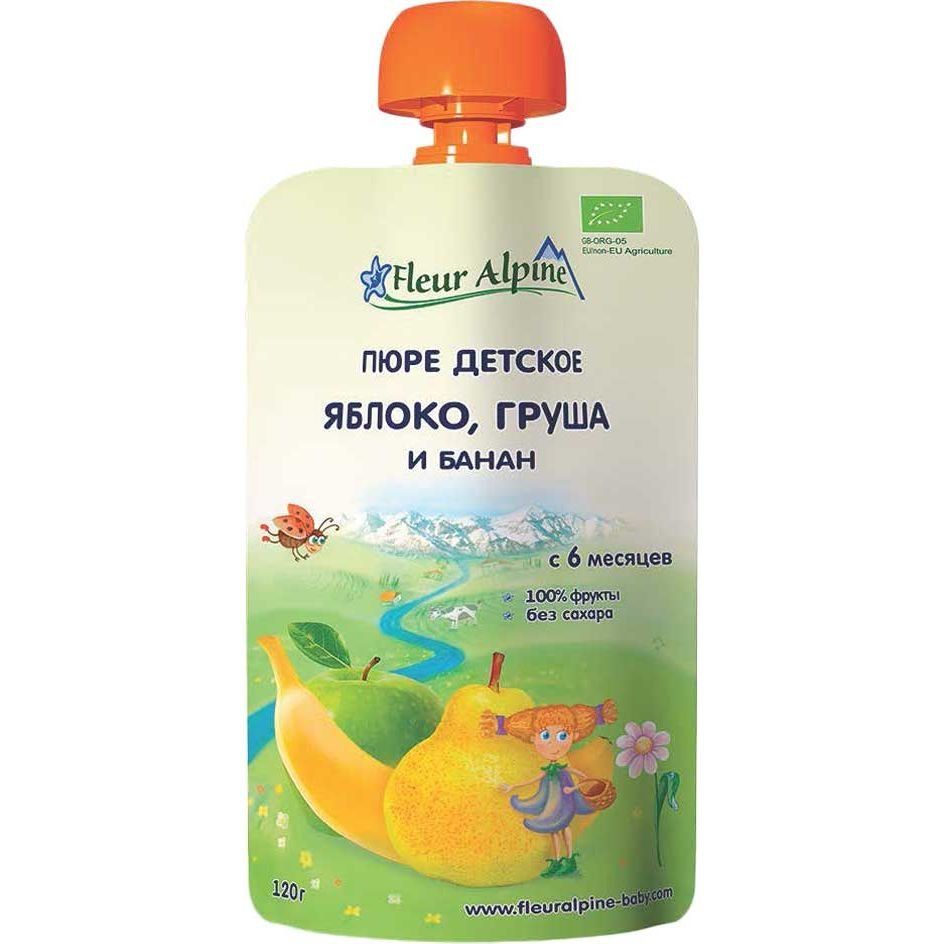 Дитяче фруктове пюре Fleur Alpine Organic "Яблуко, груша і банан" 120г