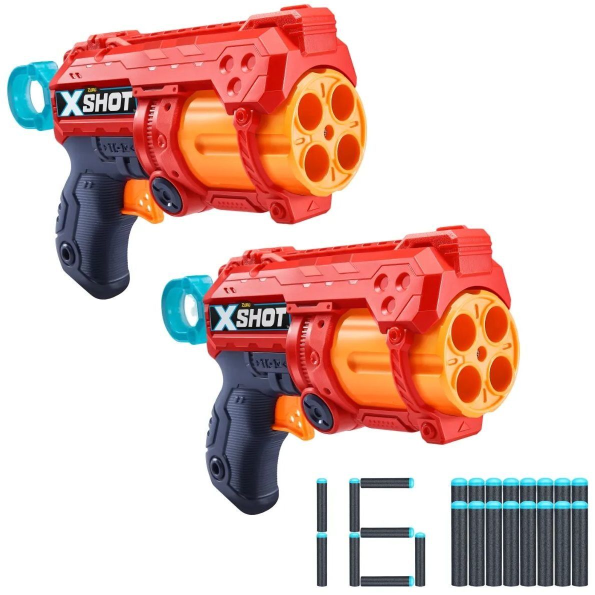 X-Shot Red Швидкострільний бластер EXCEL FURY 4 2 PK (3 банки, 16 патронів), 36329R