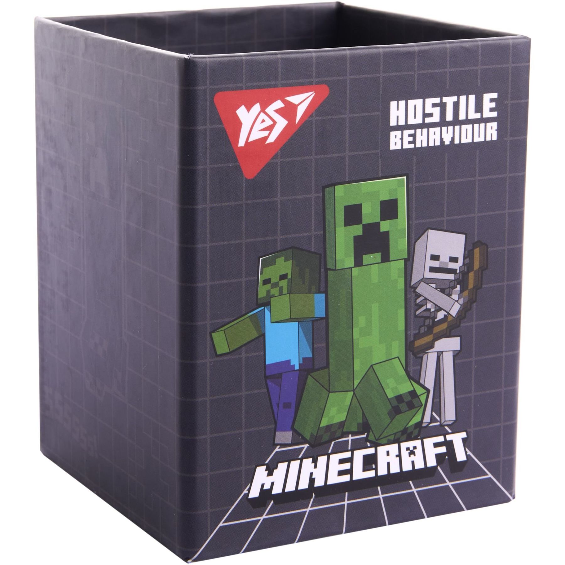 Стакан для письмового приладдя Yes "Minecraft", картон, сірий